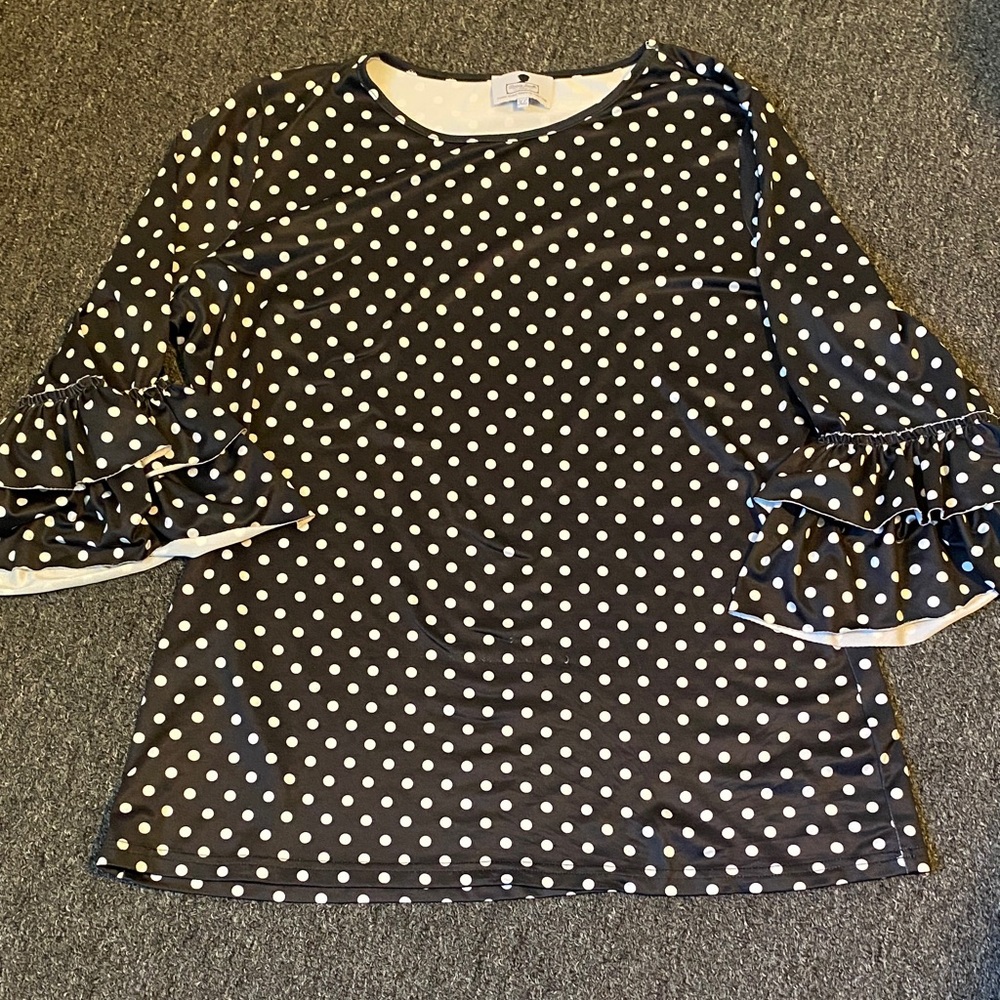 Dainty Jewells Black and White Polka Dot Blouse